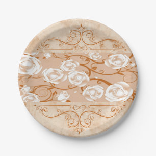 Assiettes En Carton Plaques en papier, Rose Marbre Fleurs florales