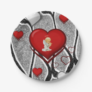 Assiettes En Carton Plaques en papier Saint-Valentin, Ange