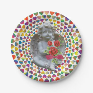Assiettes En Carton Plaques en papier Saint-Valentin, Ange