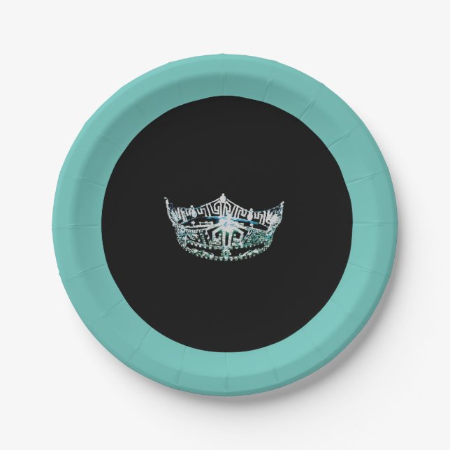 Assiettes En Carton Plaques en papier style Miss America Turquoise Cro (Devant)