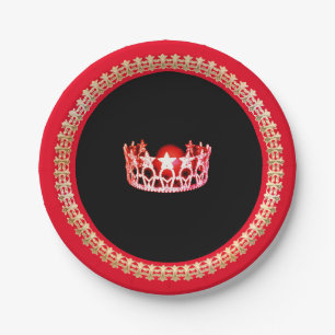 Assiettes En Carton Plaques en papier style Miss USA Red Coral 7"
