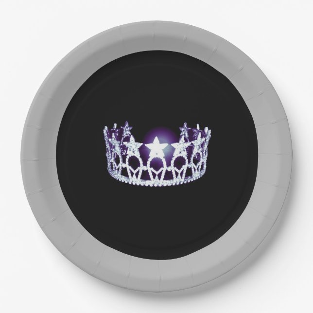 Assiettes En Carton Plaques en papier style Miss USA Silver Crown 9" (Devant)