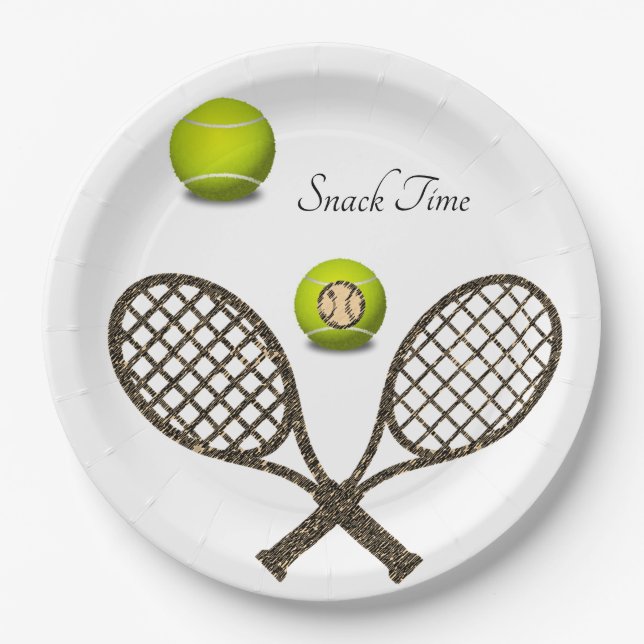 Assiettes En Carton Plaques en papier tournesol Tennis (Devant)