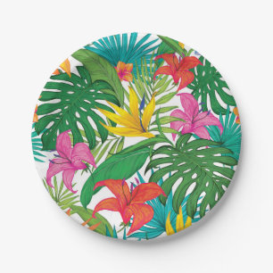 Assiettes En Carton Plaques en papier Tropical Floral Party 7"