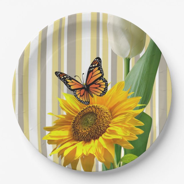 Assiettes En Carton Plaques en papier Tulipe de tournesol (Devant)
