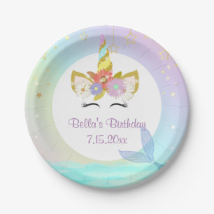 Assiettes En Carton Plaques en papier unicorne de sirène