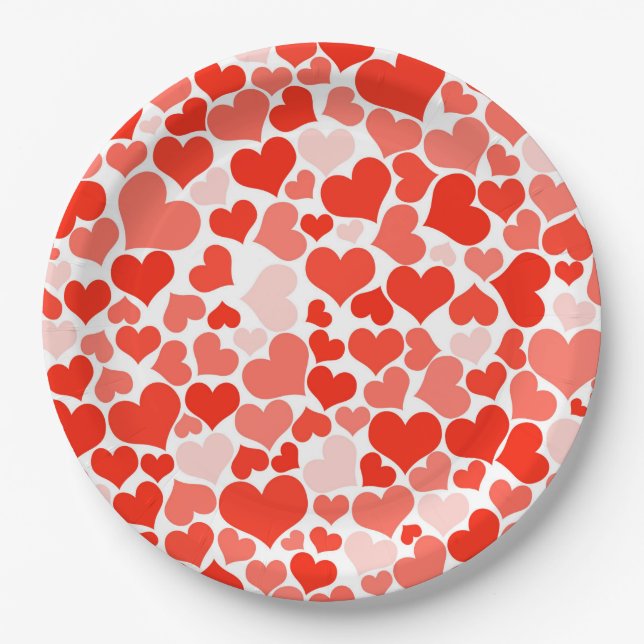 Assiettes En Carton Plaques en papier Valentine Hearts (Devant)