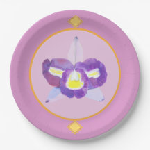 Plaques en papier violet et jaune orchidée