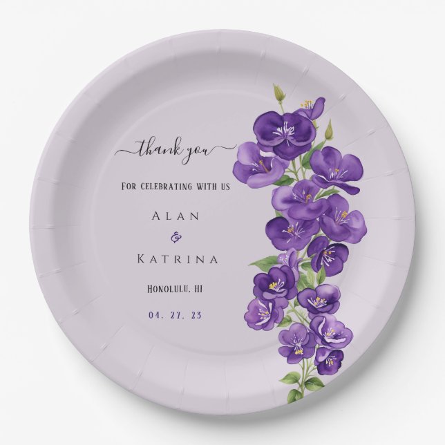 Assiettes En Carton Plaques en papier violet profond (Devant)