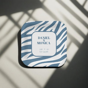 Assiettes En Carton Plaques et bosses en papier bleu Zebra Pastel - Él