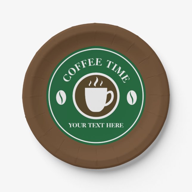 Assiettes En Carton Plaques jetables avec conception de tasse de café  (Devant)