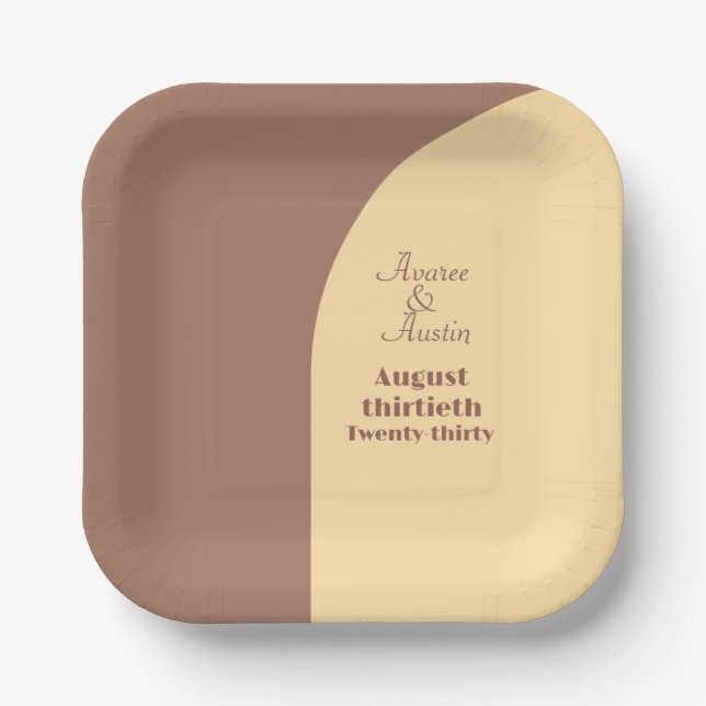 Assiettes En Carton Plaques mariages Mocha Mousse Arrondi (Recto)