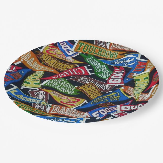 Assiettes En Carton Plaques Motifs pour les amateurs de sport (Angle)