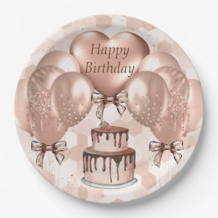 Assiettes En Carton Plaques papier 9" Set 8 Rose Gold Anniversaire