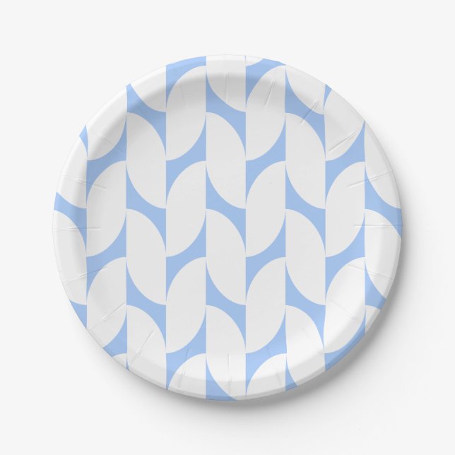 Assiettes En Carton Plaques papier à rayures bleu moderne (Devant)