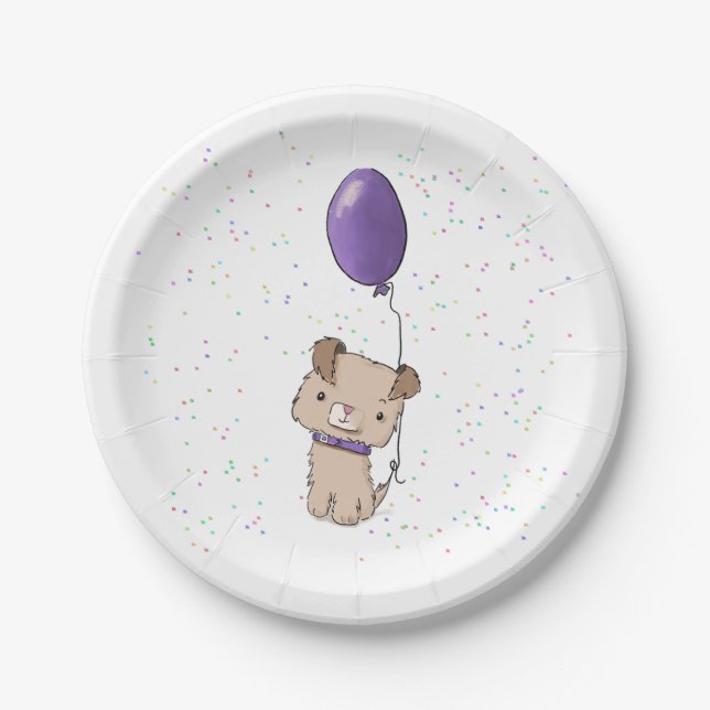 Assiettes En Carton Plaques Papier Anniversaire de enfant Cute Puppy (Devant)