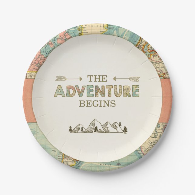 Assiettes En Carton Plaques papier Aventure Travel Plan du monde Douch (Devant)