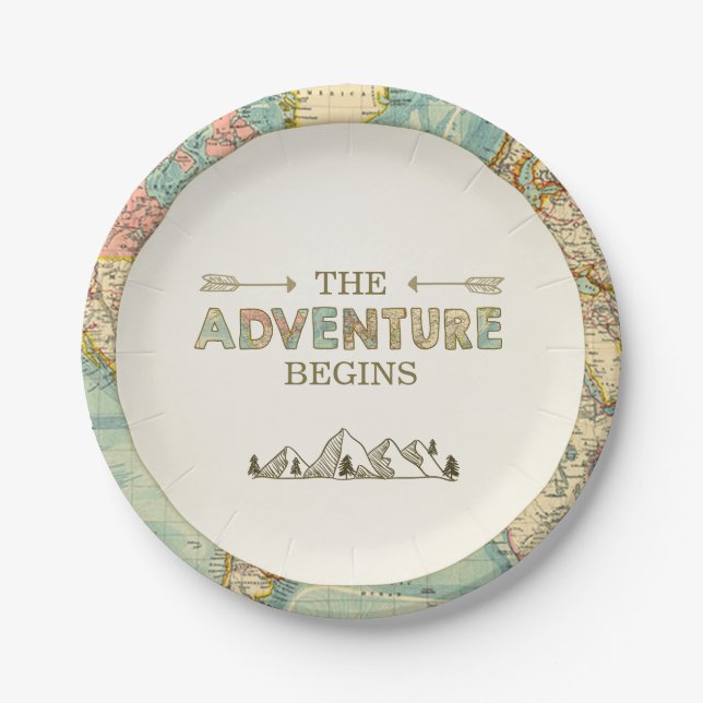 Assiettes En Carton Plaques papier Aventure Travel Plan du monde Douch (Devant)