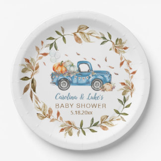 Assiettes En Carton Plaques papier Baby shower Citrouille bleu