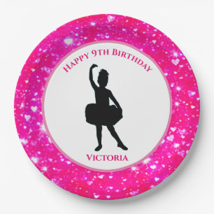 Assiettes En Carton Plaques papier Ballerina Dancer "Happy Birthday"