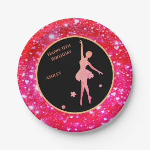 Assiettes En Carton Plaques papier Ballerina Dancer "Happy Birthday"