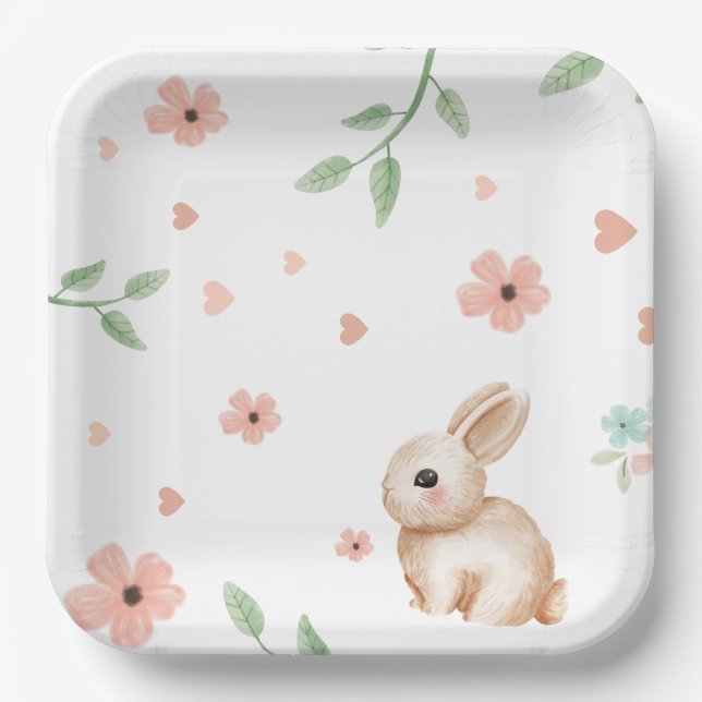Assiettes En Carton Plaques papier Bunny Birthday Party (Recto)
