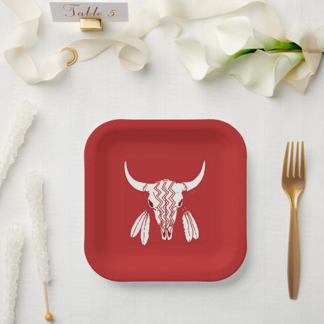 Assiettes En Carton Plaques papier carré Red Ghost Dance Buffalo (Mariage)