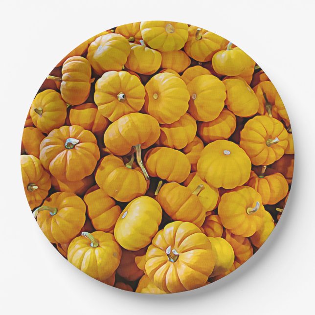 Assiettes En Carton Plaques papier Citrouilles d'Halloween (Devant)