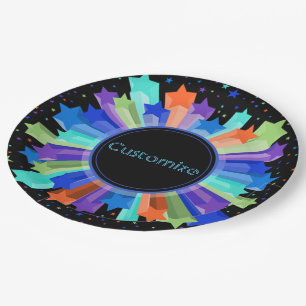 Assiettes En Carton Plaques papier colorées Rainbow Starburst Party