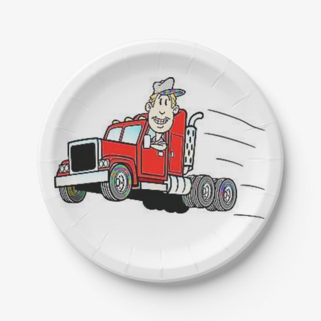 Assiettes En Carton Plaques papier Conducteur de camion (Devant)
