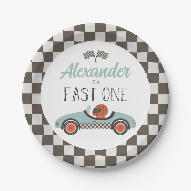 Assiettes En Carton Plaques papier d'anniversaire Fast One blue Race C (Devant)