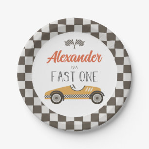 Assiettes En Carton Plaques papier d'anniversaire Fast One jaune Race 