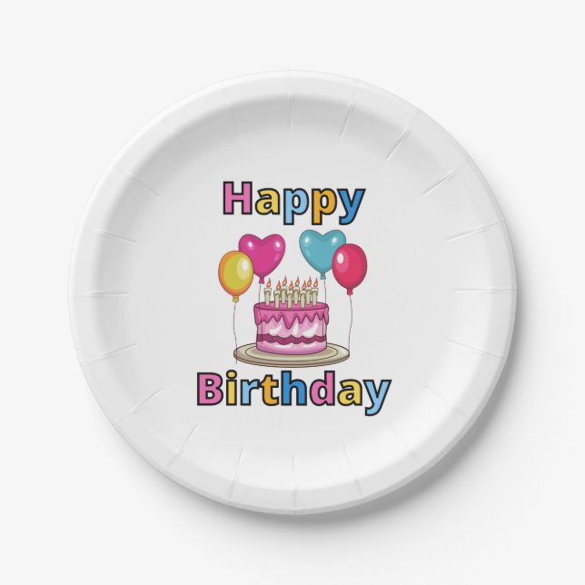 Assiettes En Carton Plaques papier d'anniversaire joyeuses (Devant)