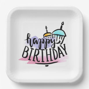 Assiettes En Carton Plaques papier d'anniversaire joyeuses