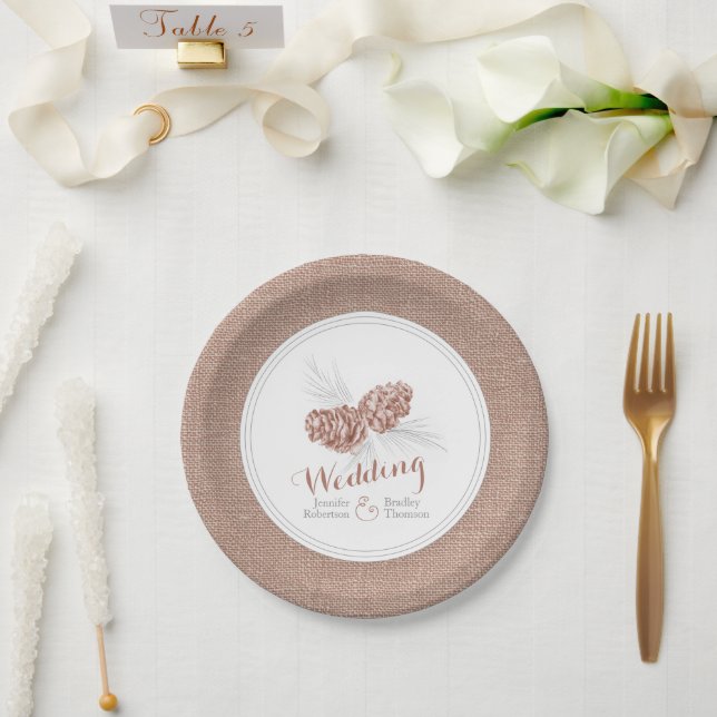 Assiettes En Carton Plaques papier d'art Brown pour cônes de pin d'hiv (Mariage)