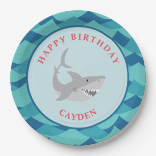 Assiettes En Carton Plaques papier de fête d'anniversaire de requin