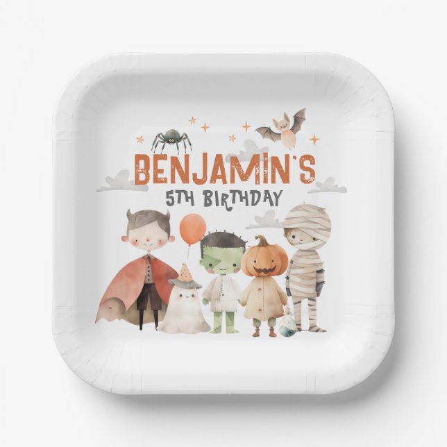 Assiettes En Carton Plaques papier de fête d'anniversaire éffrayante H (Recto)