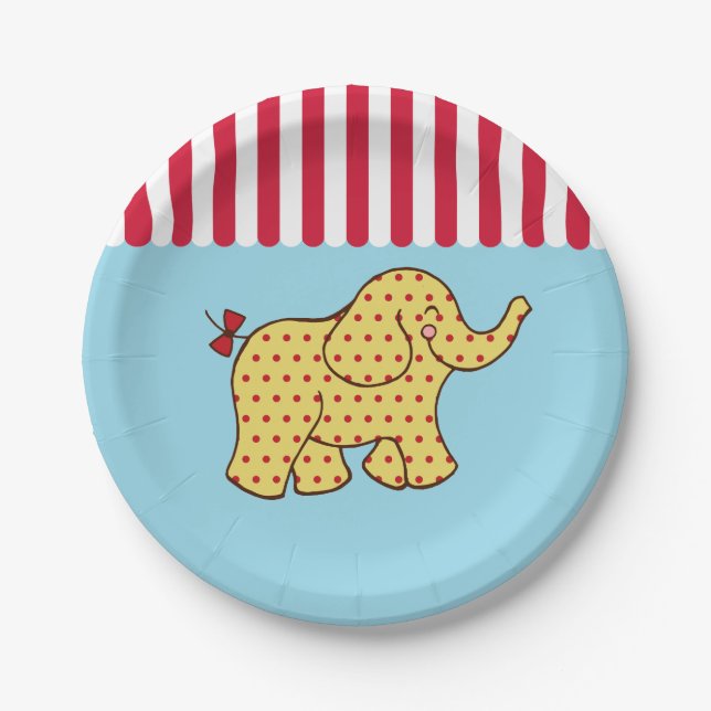 Assiettes En Carton Plaques Papier de la fête des éléphants du Carnava (Devant)