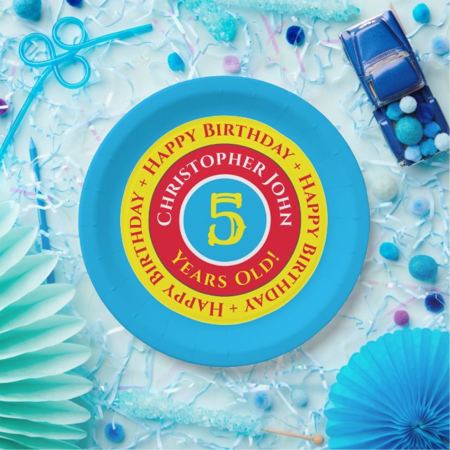 Assiettes En Carton Plaques papier de la fête du 5e anniversaire (Fête)