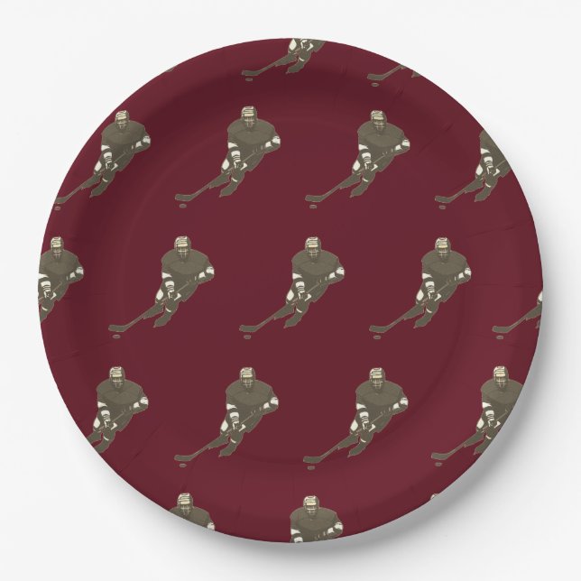 Assiettes En Carton Plaques papier de l'équipe de hockey (Devant)