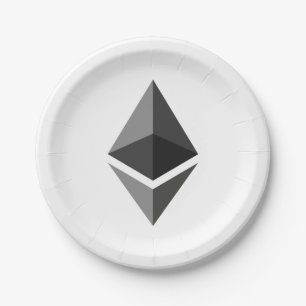 Assiettes En Carton Plaques papier d'icône gris Ethereum