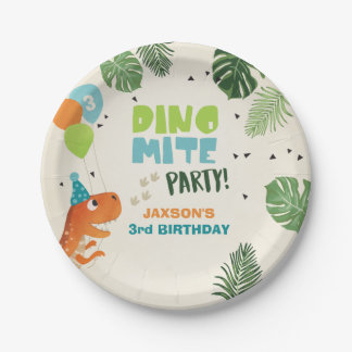 Assiettes En Carton Plaques papier Dinosaur Anniversaire Dino mite T-r
