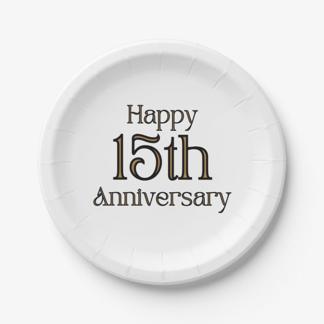 Assiettes En Carton Plaques papier du 15e anniversaire (Devant)
