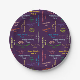 Assiettes En Carton Plaques papier Février, 3 Anniversaire