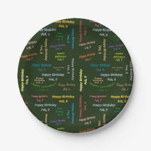 Assiettes En Carton Plaques papier Février, 9 Anniversaire