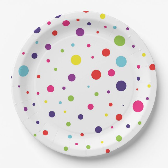 Assiettes En Carton Plaques papier Fiesta Polka Dot Vibrantes (Devant)