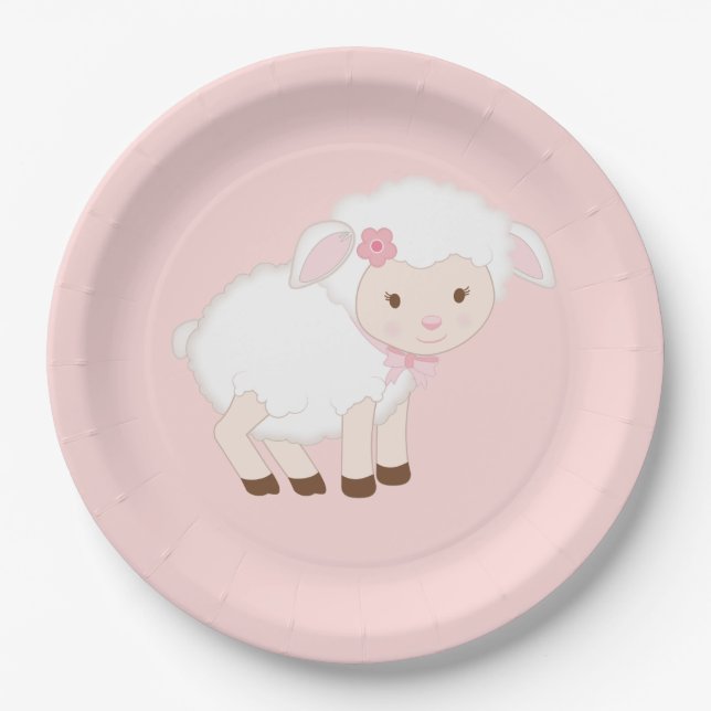 Assiettes En Carton Plaques papier Girl Lamb pour n'importe quel événe (Devant)