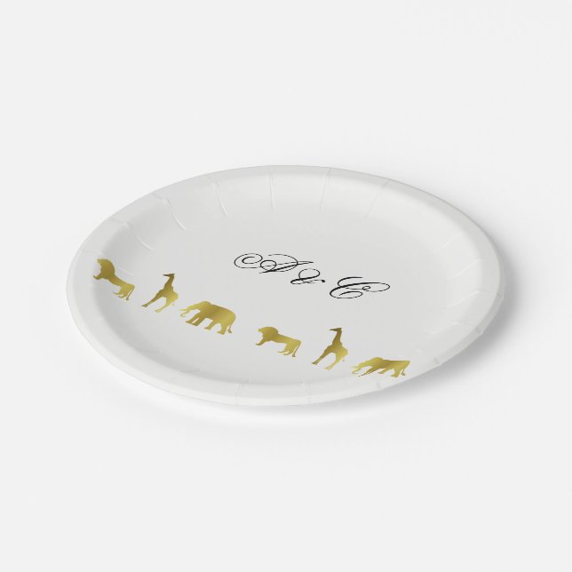 Assiettes En Carton Plaques papier Gold Jungle & Safari Party (Angle)