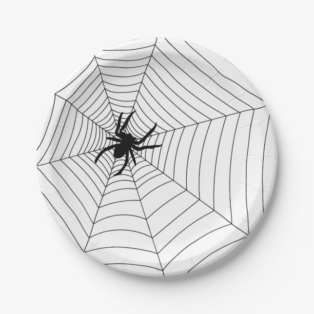 Assiettes En Carton Plaques papier - Halloween Party Spiderweb (Devant)