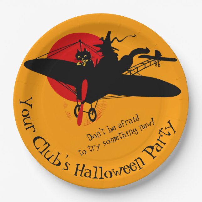 Assiettes En Carton Plaques papier Halloween Retro personnalisées (Devant)